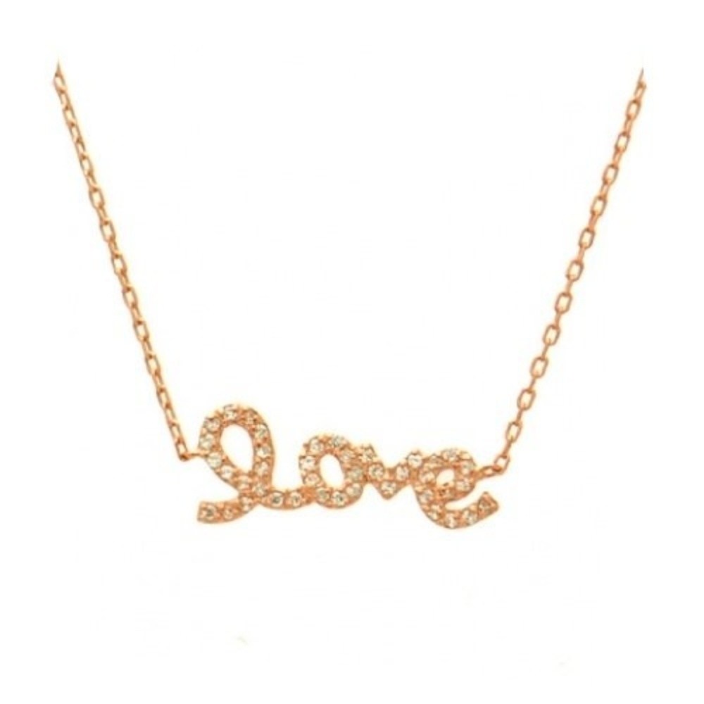 Rose Gold Plated Love Script Necklace